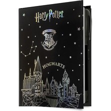 Bak Gel Al BakGelAl Lisanslı Harry Potter Hogwarts Tasarımlı Kalemli Bloknot Seti – Siyah Kapak, Dekoratif Not Defteri Gold