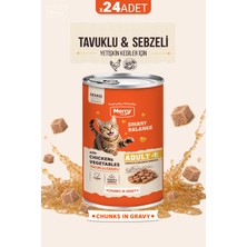 Merry Yetişkin Kediler Için Tavuklu ve Sebzeli Parça Etli Konserve Yaş Kedi Maması 400 G - 24 Adet