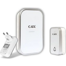 Cata Pilsiz Kablosuz Kapı Zili Prize Takılan Kinetik IP44 Butonlu 38 Melodili Beyaz CT-105
