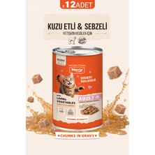 Merry Yetişkin Kediler Için Kuzulu ve Sebzeli Parça Etli Konserve Yaş Kedi Maması 400 G - 12 Adet