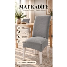 Loselya Koyu Gri Mat Kadife Ultra Soft Yumuşak Esnek Sandalye Kılıfı - Yüksek Sırtlı Sandalye Uyumlu - Tam Koruma