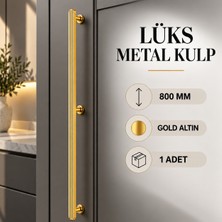 Badem10 Lüks Altın Gold Uzun Metal Çekmece Kulp 800 mm Gardırop Yüklük Dolap Kapak Mobilya Kulpu Kulbu