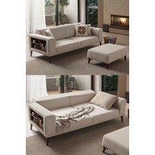 İndes Home Indes Home Grande 3'lü Koltuk+Puf Krem