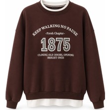 Purple By Banu Kahverengi Nakışlı Sweatshirt