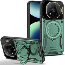 Veraura Lifestyle Xiaomi Redmi Note 14 Pro Plus Kılıf Joy Lens Standlı Kapak - Koyu Yeşil