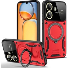 Veraura Lifestyle Xiaomi Redmi 13C Kılıf Joy Lens Standlı Kapak - Kırmızı
