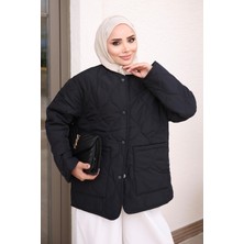 İmaj Butik Siyah Cepli Kapitone Çıtçıtlı Mont