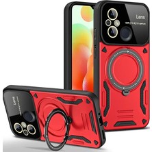 Veraura Lifestyle Xiaomi Redmi 12C Kılıf Joy Lens Standlı Kapak - Kırmızı