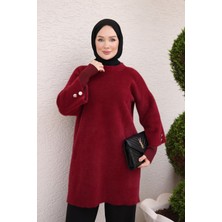İmaj Butik Bordo Çift Kol Angora Yumoş Triko Tunik