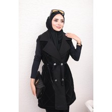 İmaj Butik Siyah Kaşe Detaylı Nova Yelek