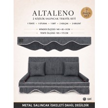 Zish Home ALTALENO Gri 2 Kişilik 140×45 cm Süngerli Bahçe Balkon Salıncak Minderi | Yıkanabilir Kılıflı, Tenteli Keten Kumaş Tekstil Seti | 24 DNS 8 cm Orta Sert Sünger