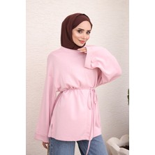İmaj Butik Pudra Yanları Yırtmaçlı Bel Ipli Tunik