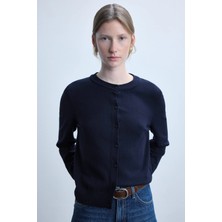 DeFacto Regular Fit Bisiklet Yaka Lacivert Hırka D6282AX26AU