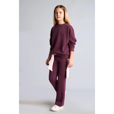 DeFacto Bisiklet Yaka Sweatshirt ve Nervürlü Pantolon 2'li Takım Kız Çocuk I3868A826AU
