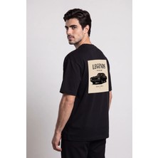 Black Nova Oversize Baskılı Unisex Tişört Legend Car Black Siyah