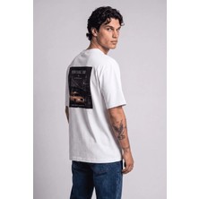 Black Nova Oversize Baskılı Unisex Tişört New York Taxi Beyaz