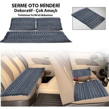Z Tech Serme Oto Koltuk Kılıfı Minderi Kilim Dokuma Kaliteli 3 Parça Siyah-Mavi