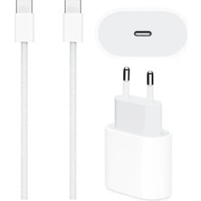 Cepsuar Iphone 15 Pro Iphone 15 Iphone 15 Pro Max Uyumlu Hızlı Şarj Aleti Set 20W Adaptör ve Type-C Kablo Beyaz
