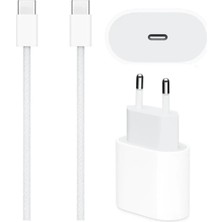 Cepsuar Iphone 15 - 16 Serisi 20W Orijinal Hızlı Şarj Cihazı Aleti( Adaptör Usb-C Kablo ) Set Baristrend Beyaz
