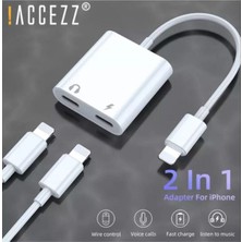 Cepsuar Iphone Lightning Uyumlu Kulaklık ve Şarj Çoğaltıcı Kablo Beyaz