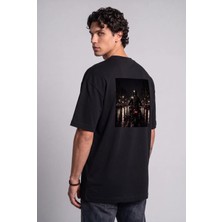 Black Nova Oversize Baskılı Unisex Tişört Lone Rider Black Siyah