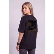 Black Nova Oversize Baskılı Unisex Tişört Classic Car Black Siyah