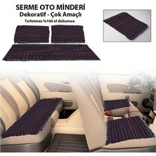 Z Tech Serme Oto Koltuk Kılıfı Minderi Kilim Dokuma Kaliteli 3 Parça Siyah-Kırmızı