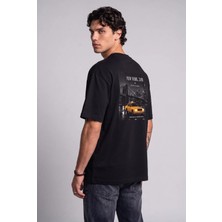 Black Nova Oversize Baskılı Unisex Tişört New York Taxi Black Siyah