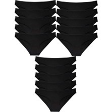 15 Adet Süper Eko Set Likralı Kadın Slip Külot Siyah
