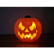 3D Baskı Oyma Yüzlü Balkabağı Tealight Mumluk Cadılar Bayramı Dekoratif Feneri Şamdan Turuncu