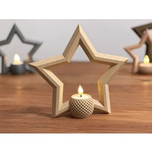 3D Baskı Yıldız Tealight Mumluk 18 cm Ayrı Mum Hazneli Dekoratif Yıldız Şamdan Yeni Yıl Masa Süsü