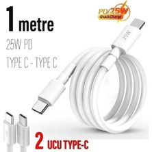 Cepsuar 25W Hızlı Type-C Şarj Kablosu Çift Taraflı Type-C To Type-C 25W Pd Şarj Kablo 1metre Beyaz