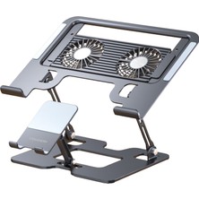 Venandin VENANDİN HLDCLDK-001 COOLDOCK Çift Fanlı Metal Laptop Soğutucu Stand, 10–17 İnç, Katlanabilir, Telefon Tutuculu