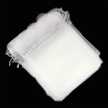 Bidoluhobi Tül Kese Beyaz 12 x 14 cm 50'li Düz Hediyelik Sunumlar İçin Şık ve Zarif Tasarım