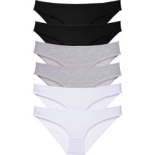 6 Adet Süper Eko Set Likralı Kadın Slip Külot Siyah Gri Beyaz