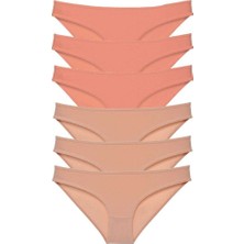6 Adet Süper Eko Set Likralı Kadın Slip Külot Pudra Ten