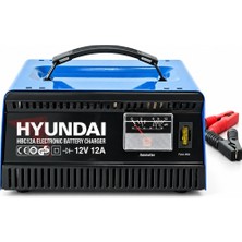 Hyundai HBC12A 12V 12A Otomatik Akü Şarj Cihazı 16–200AH Ampermetreli