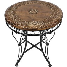 Otantik Çarşı Ahşap Ferforje Sehpa 53X53X51 Cm.    KNA243