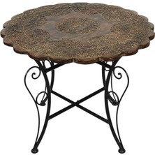 Otantik Çarşı Ahşap Ferforje Sehpa 75X75X60 Cm. KNA272