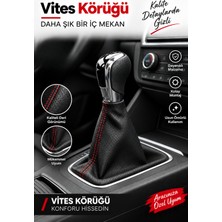 Sviesa Vites Körüğü Dikişli Deri - Tüm Araçlarla Uyumlu Siyah Vites Kılıfı Vites Körük