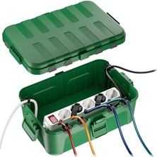 Greentech Dış Mekan Su Geçirmez Priz ve Kablo Bağlantı Kutusu, IP54, 6 Girişli, 32X22X13 Cm, (Yeşil) / GT-PK12
