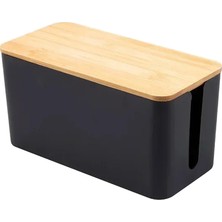 Greentech Kablo Düzenleyici ve Priz Saklama Kutusu (Bambu-Siyah, Küçük Boy) / GT-PK13