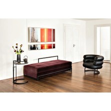 SCY Ovento Modern Metal Detaylı Puf Bench Ofis Lobi Koltuğu Kanepe