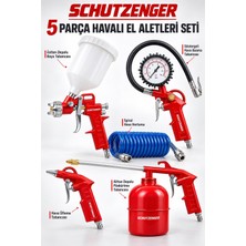 SCHUTZENGER 5’li Set Havalı Boya Alttan Üstten Boyama Hava Basınç Üfleme Profesyonel Set PP500