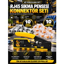 Pemberton RJ45 Profesyonel Ağ Kablolama Seti – Çok Fonksiyonlu Sıkma Kesme Soyma Pensesi + 10 Adet RJ45 Konnektör + 10 Adet Koruma Koveri Cat5 CAT5E Cat6 Cat7 Ethernet Lan Internet Kablo Ucu Montaj Tamir Seti