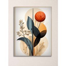 North Whiskers Modern Botanik ve Geometrik Metal Tablo - Soyut Duvar Dekoru, Metal Poster Wall Art