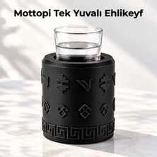 Mottopi 1 Adet Tek Kadeh Jelli Ehlikeyf Kilim Motifli, Termojelli Paslanmaz Çelik Jel Donarak Soğutan-Siyah