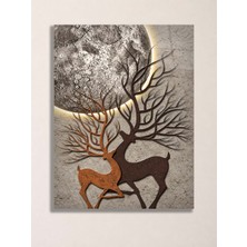North Whiskers Geyik ve Ay Temalı Metal Tablo - Rustik Duvar Dekoru, Metal Poster Wall Art