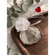 Zarif Souvenirs Beyaz Ortanca Çiçekli Cam Kolonya Hediyelik 10ADET