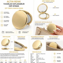 Zarif Souvenirs Altın Renk Yuvarlak Katlanabilir Cep Aynası Çift Taraflı Kompakt Ayna (10 Adet)I